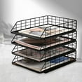 thumbnail image 6 of Letter Tray Desk Organizer, Mesh File Stackable Paper Tray Organizer for Desk, Desktop Paper Sorter Literature Organizer Rack 4 Tier, 6 of 9