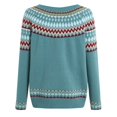 thumbnail image 3 of zaveiop Cable Stitch Women's Colorblock Boxy Pullover Sweater Top - Crewneck Long Sleeve Casual Lightweight Cotton Knitwear (Z5-Blue, 3XL), 3 of 7