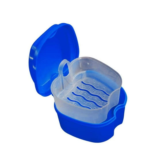 Retainer Case Denture Cup Denture Bath Box Cup Portable Denture Storage Box Case Teeth Filter with Hole for False Teeth Home Travel Cleaning (Random Color) Denture Case Retainer Cleaner
