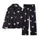 thumbnail image 4 of Pijama de seda Lce para mujer, pantalones de manga larga de otoño, cuadros de seda artificial fina, 4 of 6
