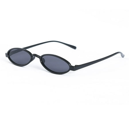 Punk Small Frame UV400 Luxury Oval Sunglasses Fashion Vintage Style Eyewear Black frame black gray lens