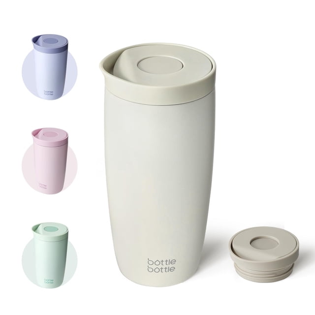 BOTTLE BOTTLE Taza de viaje aislada de 500ml, Vaso de acero inoxidable para café de oficina con tapa a presión, mantiene el frío y el calor durante 6 horas(Gris)
