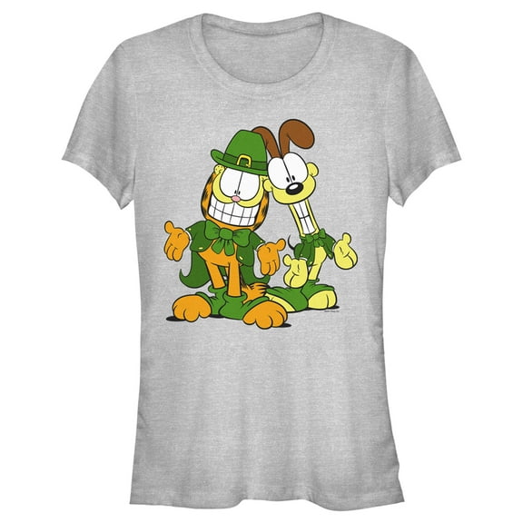 Junior's Garfield St. Patrick's Day Odie and Garfield Leprechaun Duo Graphic T-Shirt