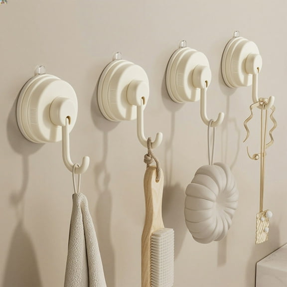 PONPRNGY 1Pc Plastic Suction Cup Hooks for Shower, Shower Hooks for Inside Shower,Mounting on Glass Doors,Tile, Mirrors, Metals,Hooks for Hanging Towels, Robe, Loofah, Jackets