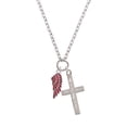 thumbnail image 2 of Delight Jewelry Silvertone Medium Translucent Red Angel Wing I Have Plans for You Engraved Cross Zoey Necklace, 28", 2 of 4