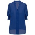 thumbnail image 4 of Camisa de gasa con cuello en V de color sólido informal de verano para mujer OAVQHLG3B Store lin121212, 4 of 5