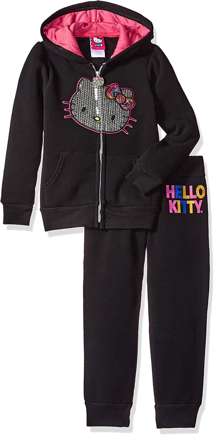 Hello Kitty Little Girls' 2 Piece Hooded Fleece Active Clothing Set