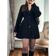 thumbnail image 4 of Women'S Sweater Dress Button V-Neck Long Sleeve Knit A-Line Mini Dress Black M, 4 of 9