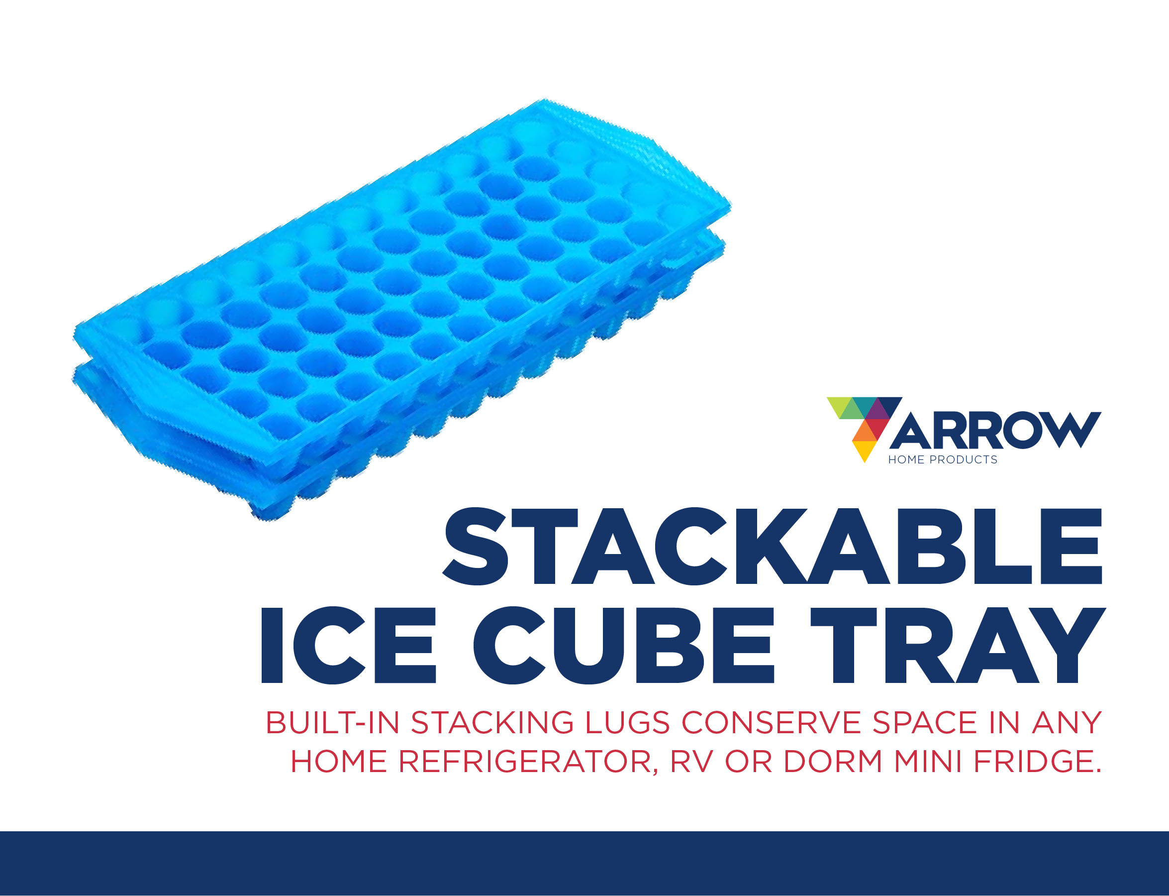 Arrow Small Ice Cube Trays for Freezer, 3 Pack, with Ice Bin - 60