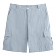 thumbnail image 5 of YOIAVAIOY Men's Shorts Cotton Linen Pleated Shorts Casual High Waisted Summer Lightweight Beach Shorts Fashion Hiking Lounge Shorts Blue XXL, 5 of 6