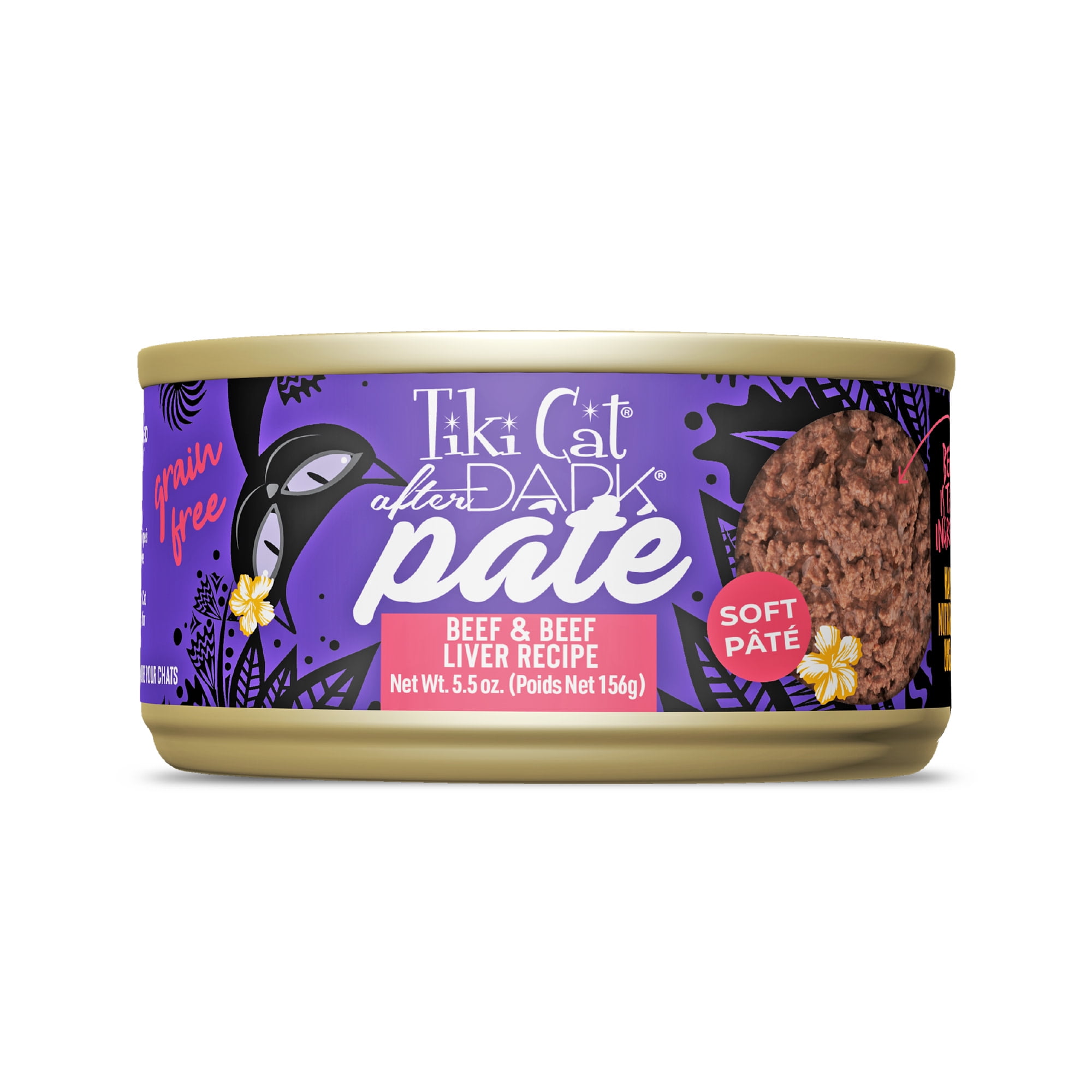 (6 pack) Tiki Cat After Dark Soft Pate Wet Cat Food, Beef & Beef Liver Recipe, 5.5 oz. Can