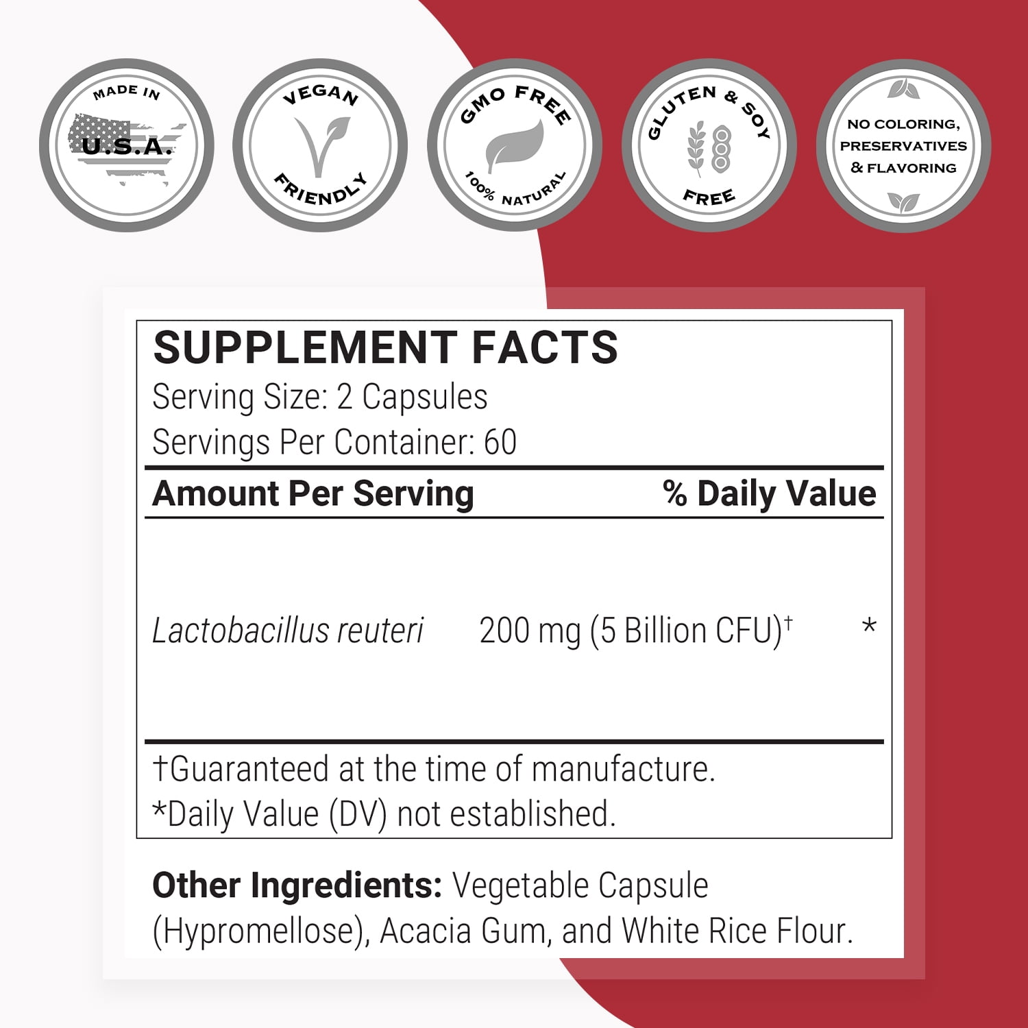 Supersmart - Lactobacillus Reuteri 5 Billion CFU per Day - Probiotic Supplement | Non-GMO & Gluten Free - 120 DR Capsules