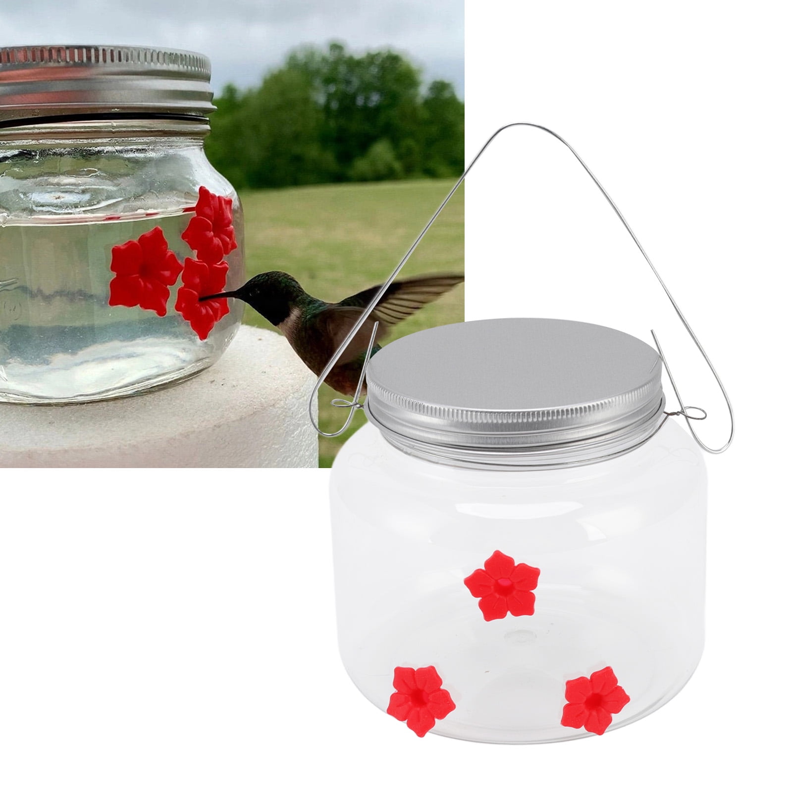 EOTVIA Hummingbird Feeder Jar,Hummingbird Feeder Clear Hanging