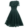 thumbnail image 6 of UoCefik Womens Short Sleeve Wedding Guest Dress A-Line Lace Formal Party Cocktaill Midi Dress Prom Dark Green M, 6 of 6