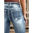 thumbnail image 5 of Aprpith Women's Flare Jeans Stretch Retro Denim With  Silhouette Mid Rise Bootcut Trousers for Regular Sizes, 5 of 7