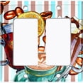 thumbnail image 2 of Metal Light Switch Wall Plate Outlet Cover (Coffee Beans Mocha Tea Marshmallow Treat Stripe Teal Brown - Double Rocker), 2 of 2