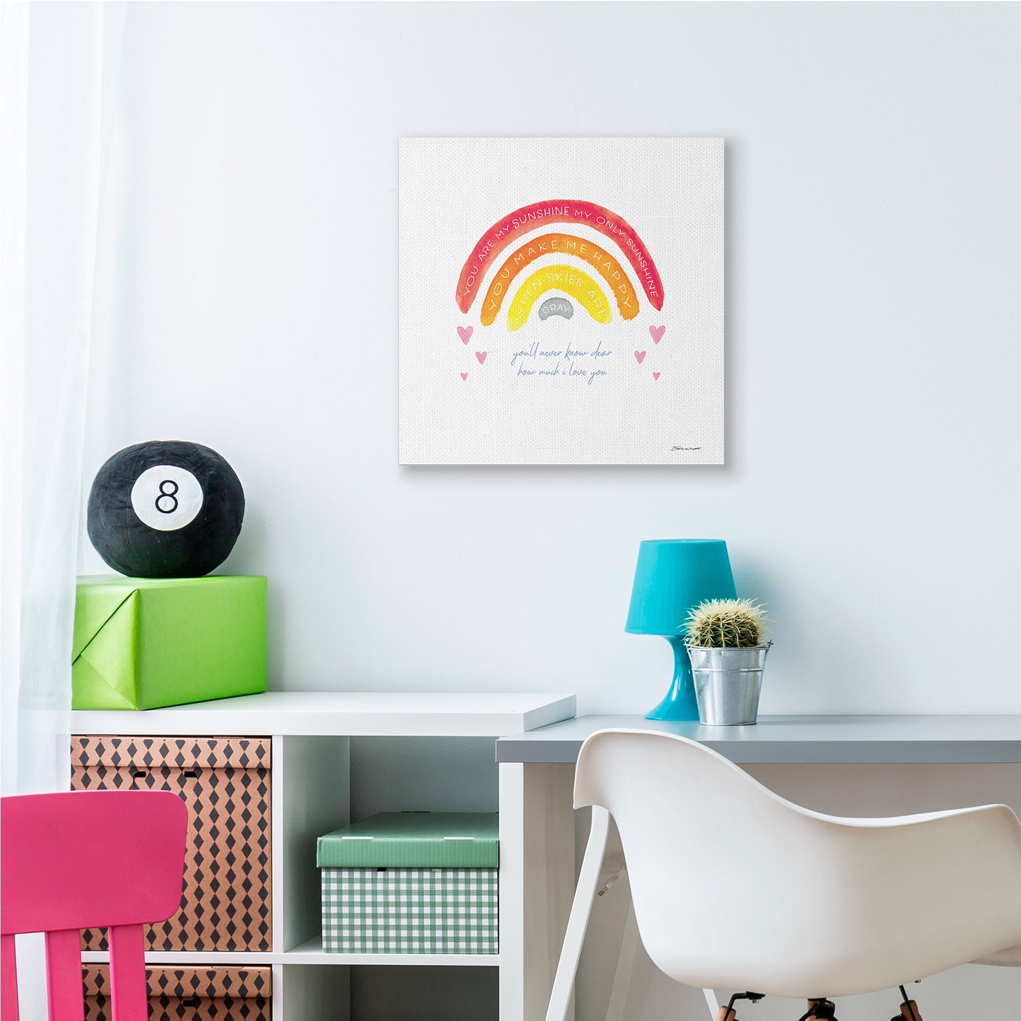 Stupell Industries My Sunshine when Sky's Gray Sentiment Rainbow Hearts,24 x 24,Designed by Stephanie Workman Marrott
