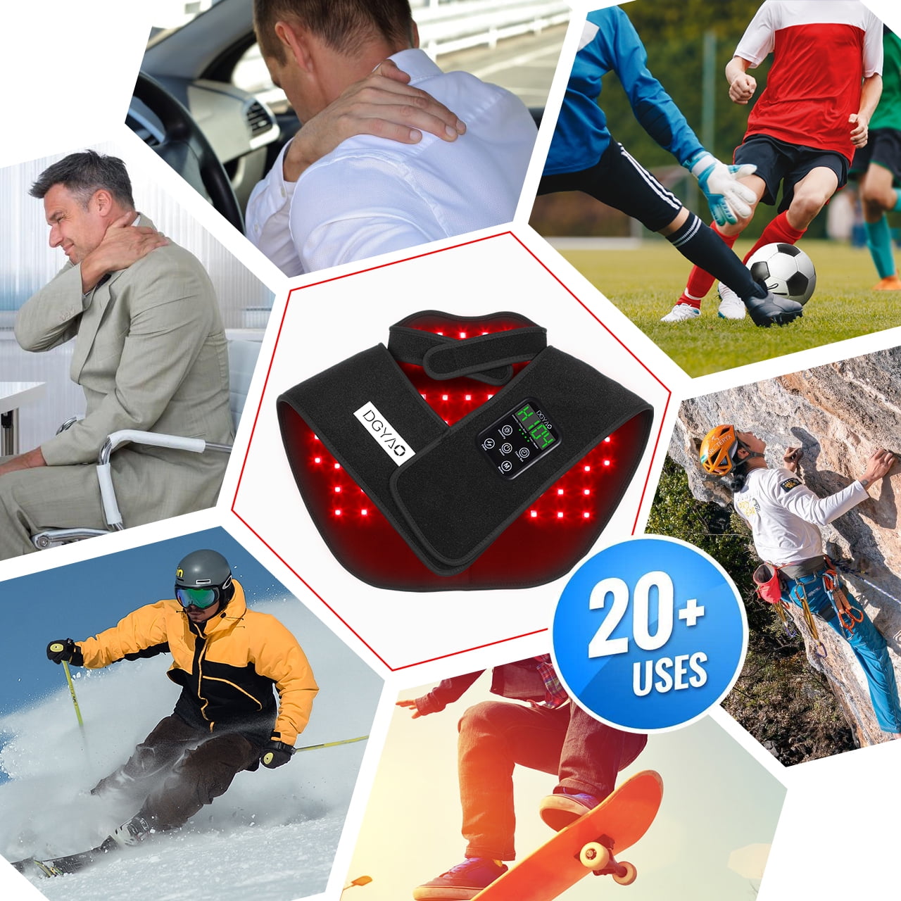 DGYAO Red Light & Infrared Light for Shoulder Neck Back- Muscle Relaxation LED Light Heating Pad Home Use