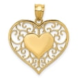 thumbnail image 1 of 14K Yellow Gold Heart in Heart Polished & Filigree Pendant, 1 of 2