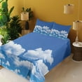 thumbnail image 3 of Ambesonne Clouds Fitted & Top Sheet Set with Shams, Summertime Nature Scene, White Blue, 3 of 5