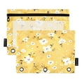 thumbnail image 2 of Ckdifva Yellow Floral Pencil Pouch 3 Ring Zipper Pencil Case Binder Pockets Clear Top Cosmetic Bag 2 Pack, 2 of 6