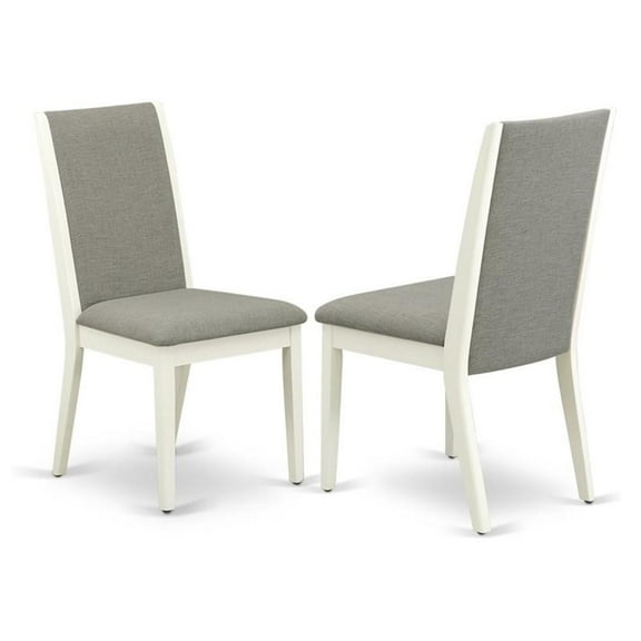 Pemberly Row 39" Fabric Dining Chairs in White/Gray (Set of 2)