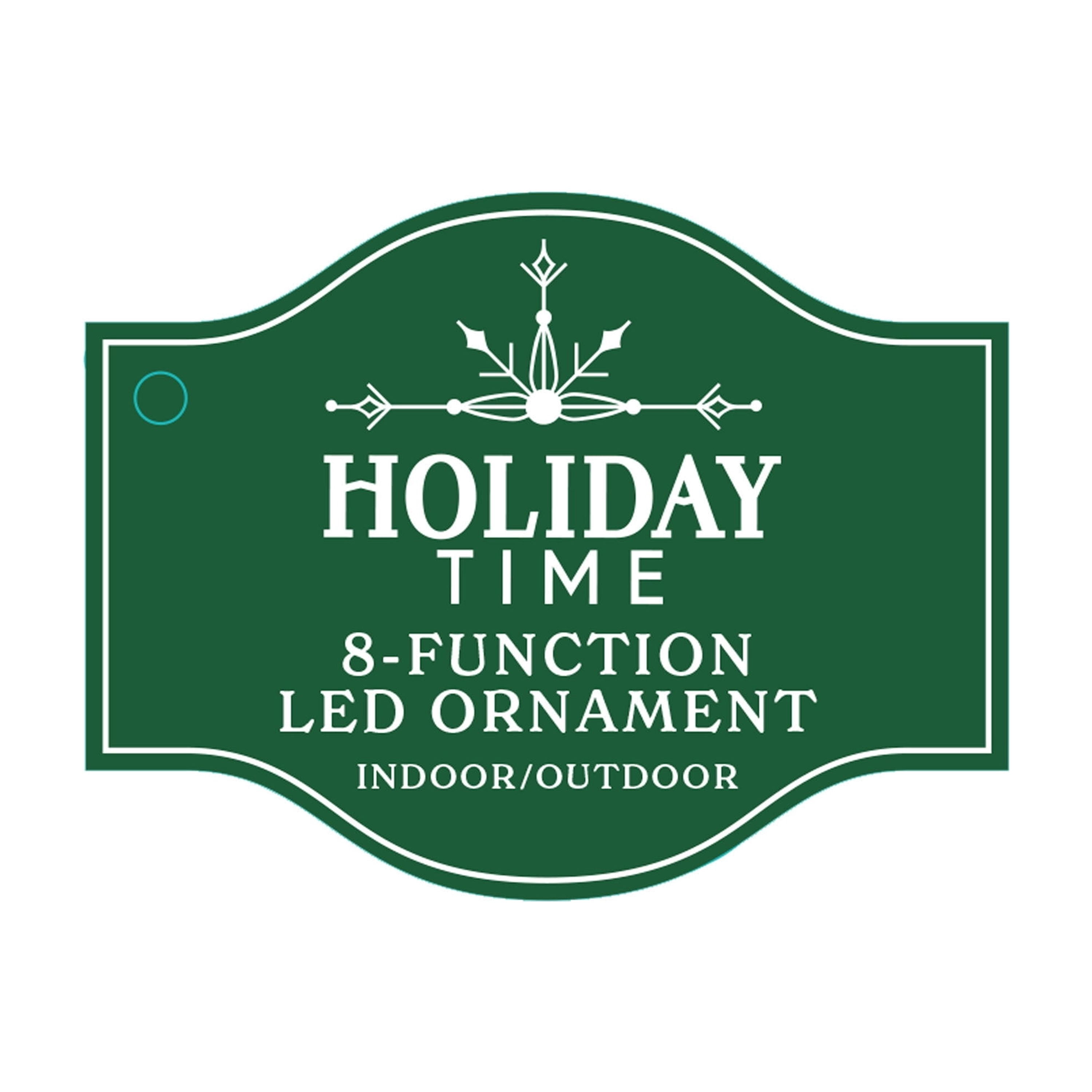 Indoor/Outdoor LED 8-Function Shatterproof Christmas Ornament Decoration with 100 LED Lights, Green, 11.8", by Holiday Time