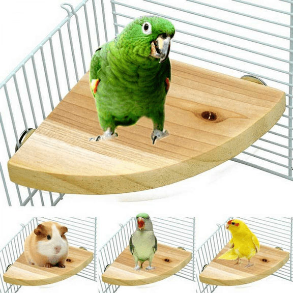 Parrot Station Board Parrot Bracket Playground Cage Accessories Small Animals Eat Hamster Gerbils Love Birds Cornur Parrot Sports Toys (13*13cm)