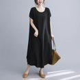 thumbnail image 5 of Ashirexll Womens Summer Dresses, Flowy Dresses for Women, Summer Plus Size Round Neck Loose Casual Mid-Length Dress, 5 of 6
