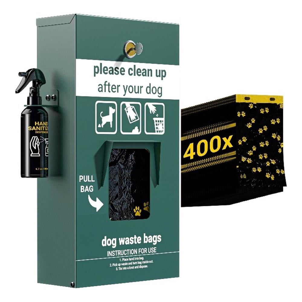Pemberly Row Mountable Locking Pull Out Pet Waste Bag Dispenser with Sanitizer