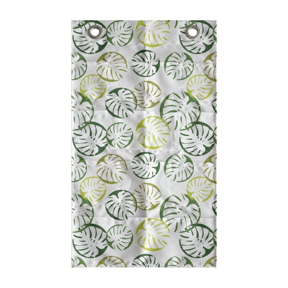 Botanical Hanging Pocket Organizer, Simplistic Monstera Leaves Repetitive Plain Background, Printed Polyester Storage Bag with Pockets, 21" x 31", Fern Green Yellow Green