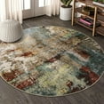 thumbnail image 2 of Moynesa 4'Round Modern Abstract Round Rug,Red Front Door Rug Washable Entryway Circle Rug Non Slip Bedroom Mat, Contemporary Soft Indoor Accent Carpet for Living Room Sofa Bedroom Nursery Decor, 2 of 7