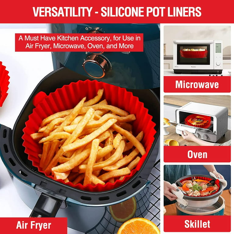 8.5 Inch Air Fryer Silicone Liners for 6-10 QT,2 Pack Durable and Reusable Air  Fryer liner Silicone,Clean easily (Gray&Red) - Yahoo Shopping