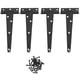 thumbnail image 1 of Bisagras de Puerta Resistentes 4 Piezas 6 Pulgadas con Bisagra Cobertizo en T Correa para Puertas Madera (Negro), 1 of 5