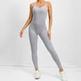 thumbnail image 4 of GEWSEY Womens Workout Jumpsuits Seamless Yoga Gym Bodycon Rompers Sexy Racerback Tummy Control Padded Bra Unitard (Grey, L), 4 of 9