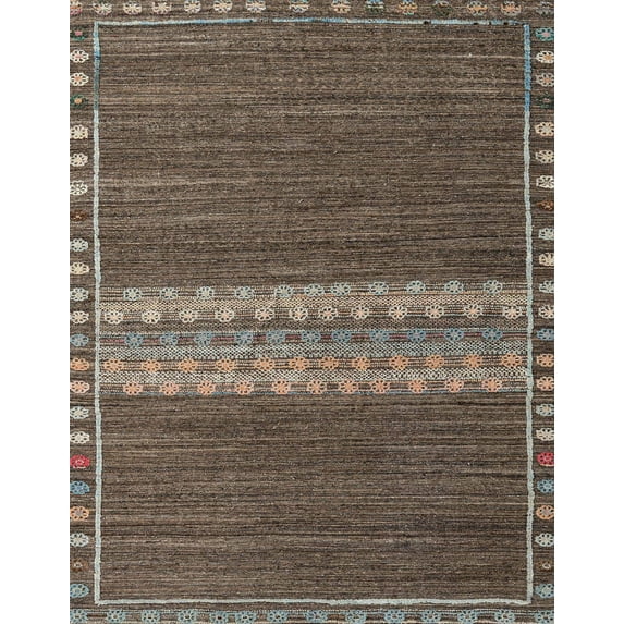 Ahgly Company Indoor Rectangle Abstract Bakers Brown Abstract Area Rugs, 5' x 8'