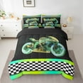 thumbnail image 2 of Erosebridal Dirt Bike Sports Bed in a Bag Twin size, Yellow Green Bed Set, Teens, Reversible 7 Pieces, 2 of 5