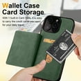 thumbnail image 3 of for iPhone 16e Wallet Phone Case with Card Holder, [RFID Blocking PU Leather Protection][Back Flip Magnetic Cases] Kickstand Shockproof Women Men Slim Cover for iPhone 16e - Green, 3 of 8