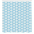 thumbnail image 3 of Polygons Shower Curtain, Abstract Pattern of Tile Like Design of Hexagon Triangles and Flowers, Fabric Bathroom Set with Hooks, 69W X 84L Inches Extra Long, Sky Blue and White, by Ambesonne, 3 of 3