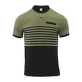 thumbnail image 3 of XDZJLR Men's Polo Shirt Striped Leisure Fashion Design Lapel Button Short Sleeve Tops T Shirt for Men, 3 of 7