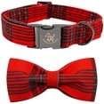 thumbnail image 1 of Collar para perro, elegante tartán navideño con forma de cola pequeña y lazo, talla XS, 1 of 7