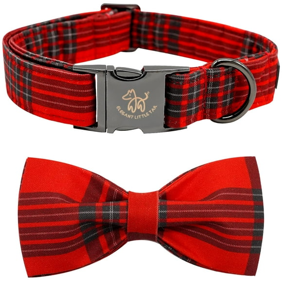 Collar para perro, elegante tartán navideño con forma de cola pequeña y lazo, talla XS