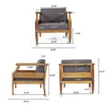 thumbnail image 6 of GDF Studio Bianca Outdoor Mid Century Modern Acacia Wood 5 Seater Sectional Chat Set with Club Chair, Teak and Dark Gray, 6 of 14