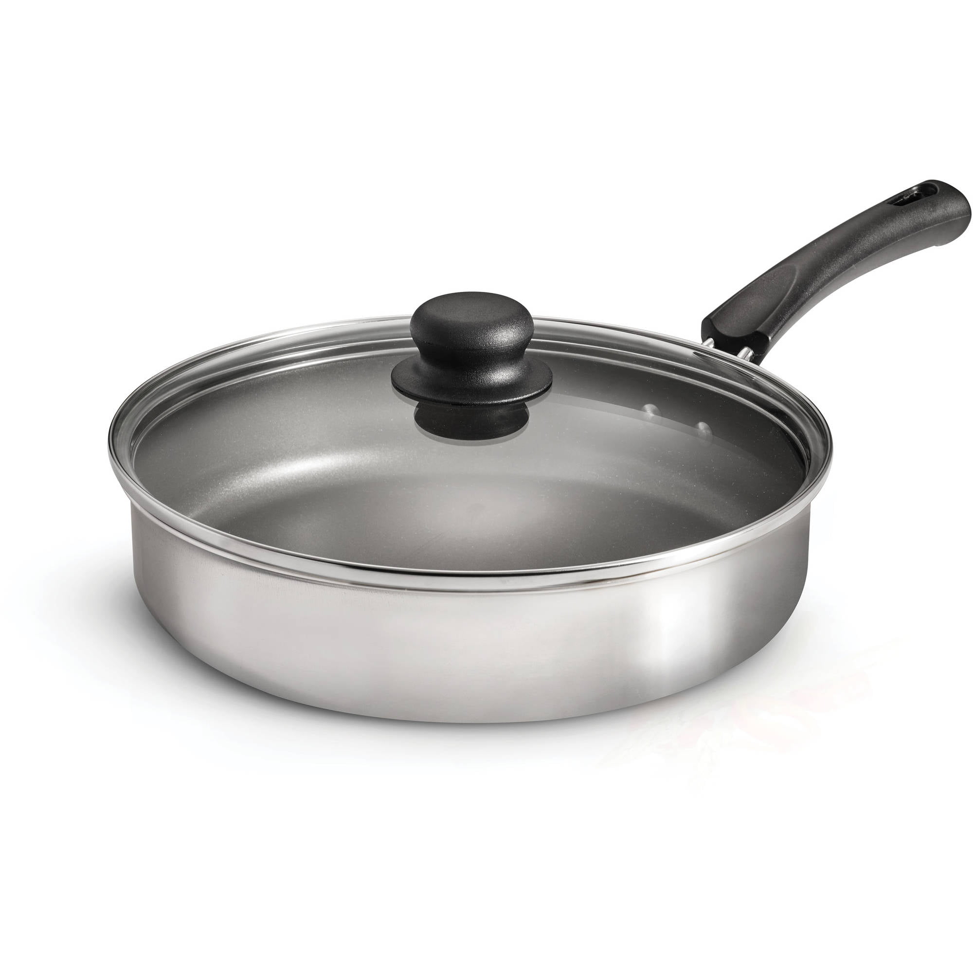 Polished Nonstick Covered Deep Saute Pan  in Heavy Duty Home Kitchen Cookware 