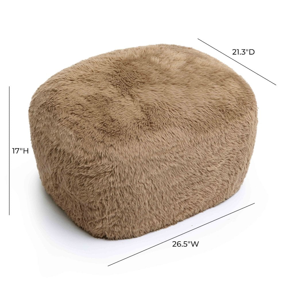 TOV Furniture Britt Dark Taupe Vegan Shearling Ottoman