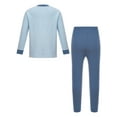 thumbnail image 4 of Jizyo Kids Boys Girls Long Johns Thermal Underwear Set Long Sleeve Rabbit Printed Crewneck T-Shirt and Elastic Waist Pants Blue 2-3, 4 of 7
