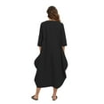 thumbnail image 3 of Vestido largo informal de algodón de manga larga para mujer, holgado, de talla grande, irregular, estilo jersey., 3 of 7
