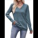 thumbnail image 2 of Camisas de Larga para Mujer, Cuello en V, Blusas Casuales de Otoño, Suéteres Holgados, Túnicas, Ropa de Moda 2025. Gris Azul L, 2 of 9