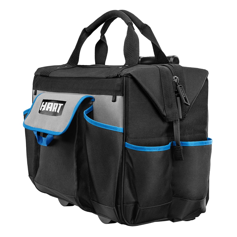HART 18inch Rolling Tool Bag, Waterproof Bottom, Telescoping Pull