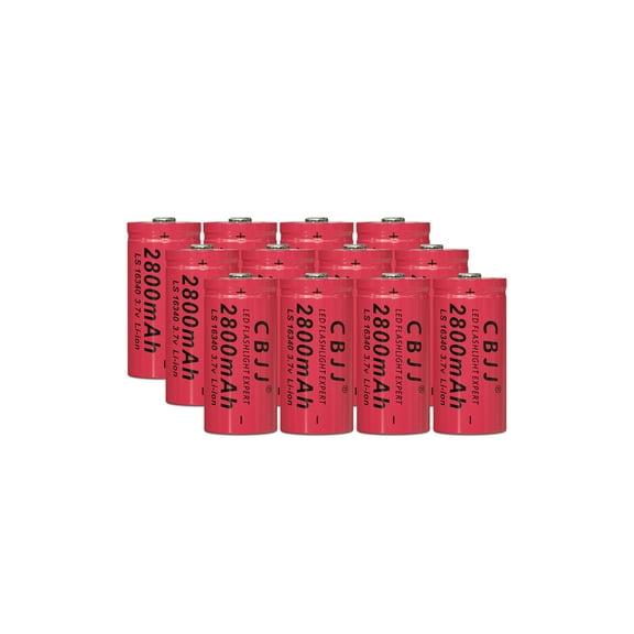 16340 Rechargeable Batteries 3.7V Cell 2800mAh for Flashlight US Shipping (Red)